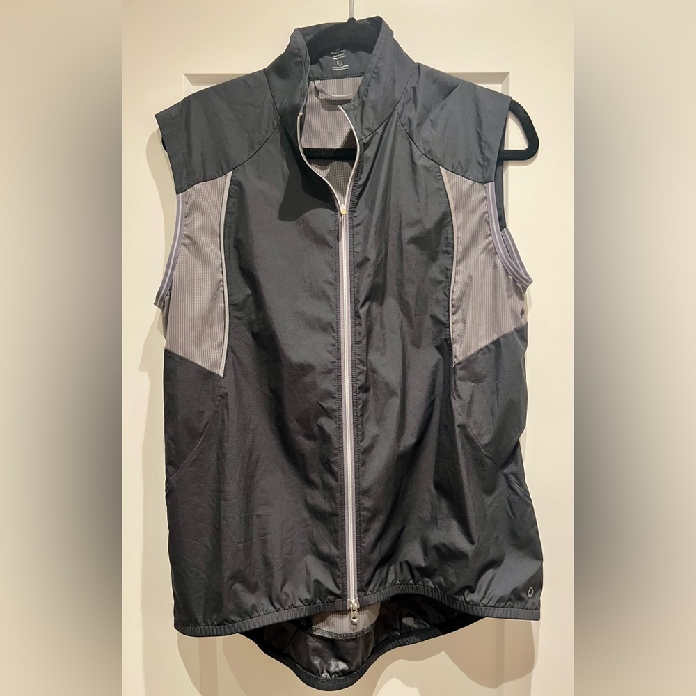 MEC Black and Gray Sleeveless Zip-Up Running Vest
